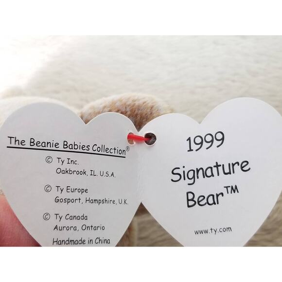 Ty Beanie Signature Bear 1999 w/ Tag 8" Plush Stuffed Tan Animal Nursery Decor - Picture 11 of 12